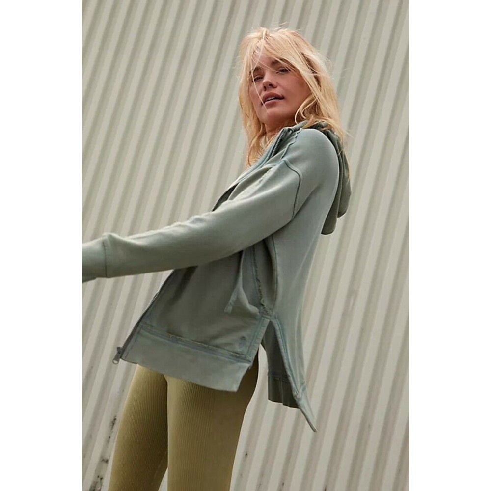 Free People FP Movement Only One Hoodie Jacket Green L